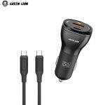 شارژر فندکی 30 وات 2 پورت گرین لاین مدل GNCC50WQPDBK به همراه کابل تبدیل USB-C و USB-C